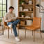 Chaise de salle à manger rembourrée en cuir de 18 po de hauteur (ensemble de deux) -768551582