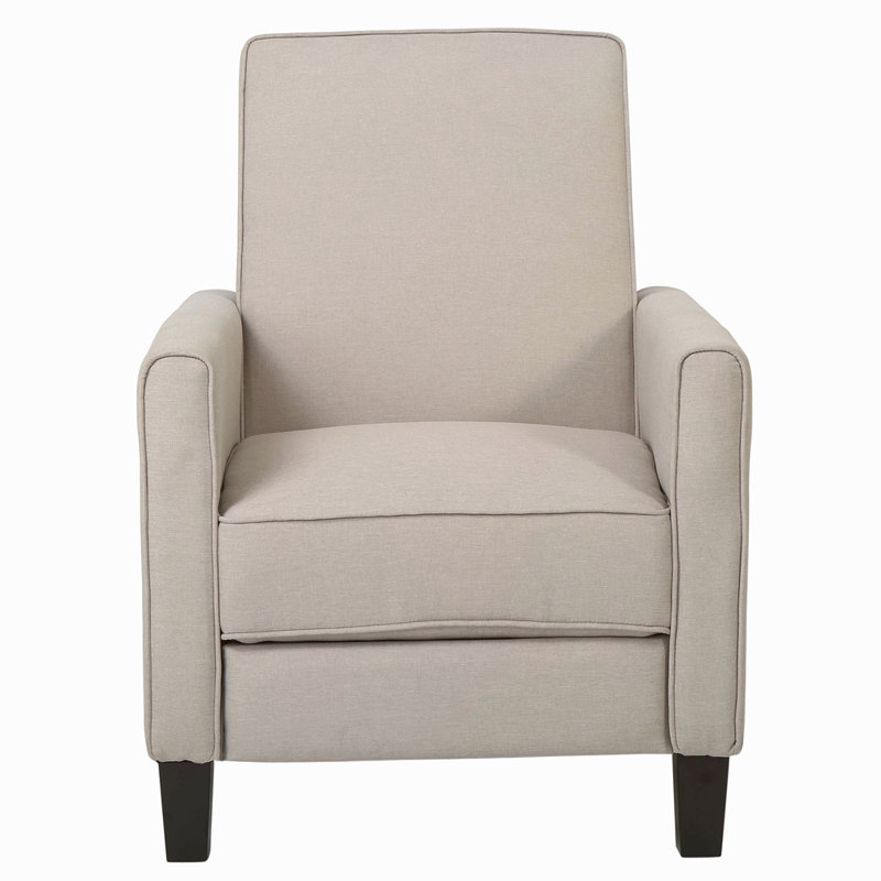 Cantalupo 26.75" W Manual Push Back Upholstered Club Recliner, Beige Linen