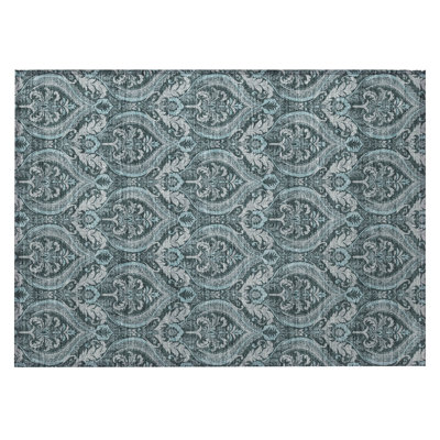 Tapis extérieur lavable antidérapant bleu sarcelle 2 pi x 3 pi
