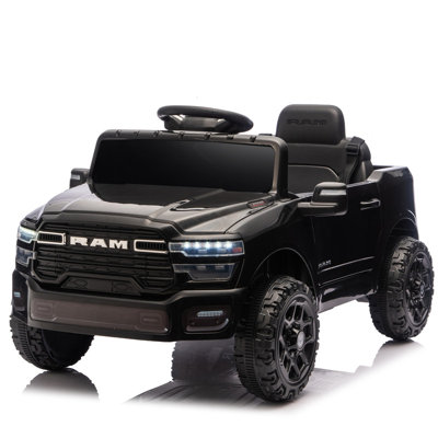 Licensed Dodge RAM 3500 12V Kids Ride On Truck,W/ Remote Control,2WD & Rear Shock Suspension,LED Headlights &Low Battery Alarm,3-speed remote adjustme