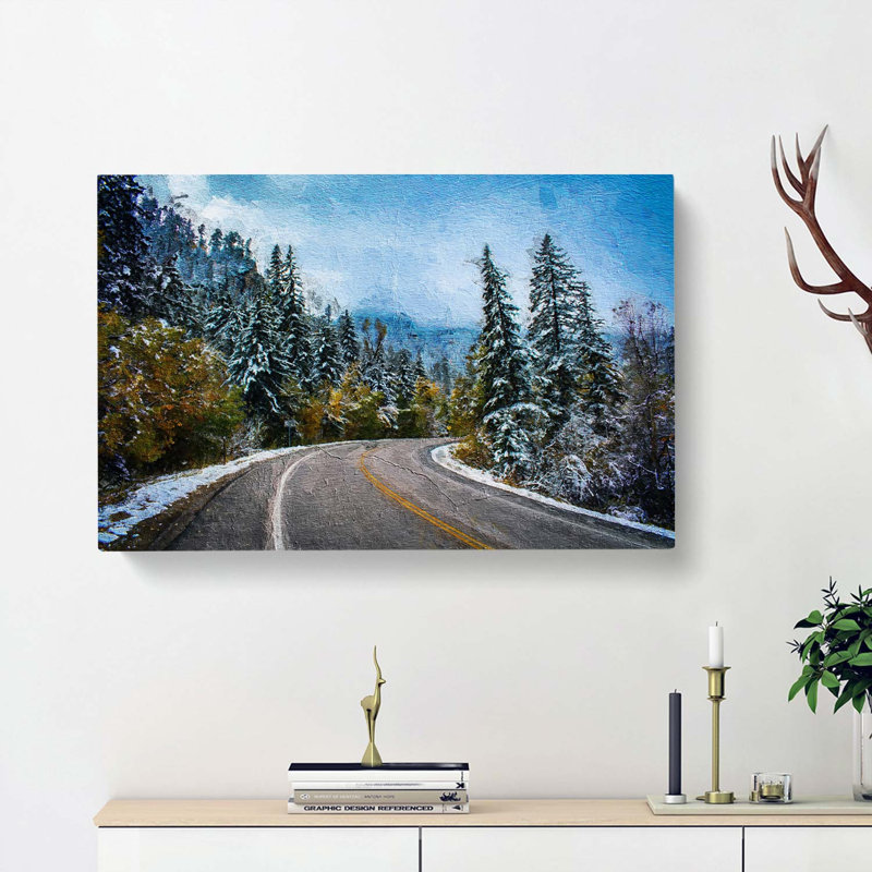 Winter Forest Road - Wrapped Canvas, 50cm H x 76cm W x 3cm D