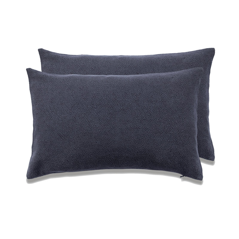  Housse de coussin rectangulaire lombaire en mélange de lin SEATTLE SOLID, Mélange de duvet, Bleu marine
