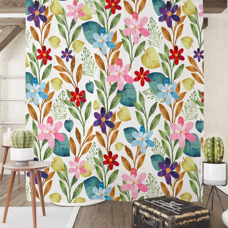 Floral Shower Curtain, 83" H x 70" W