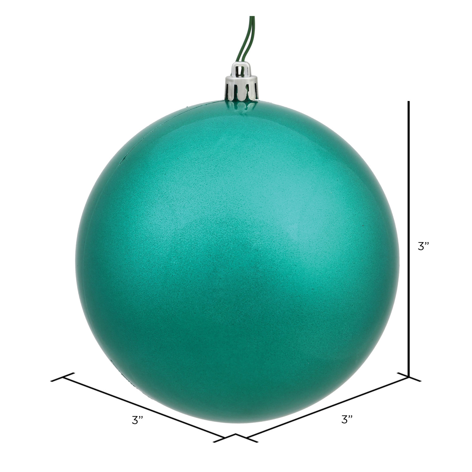Holiday Décor Ball Ornament, 3" H x 3" W x 3" D, Glitter Teal