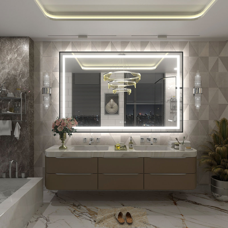 Wayfair Basics® UL Certified Front & Back LED Anti-Fog Tempered Glass Framed Bathroom/Vanity Mirror, 55" x 36"