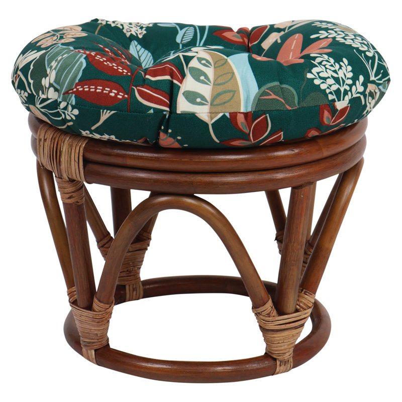 Outdoor 4'' Ottoman Seat Cushion, Green Floral