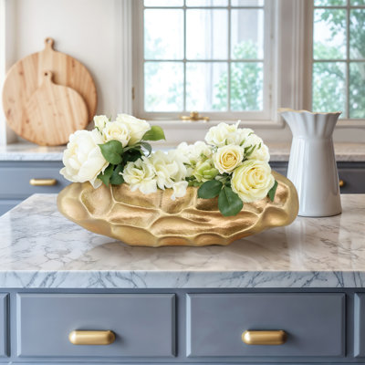 Bol décoratif décoratif en aluminium abstrait pour la maison - Bol décoratif moderne pour table de salle à manger ou décoration de tablette - 20 po