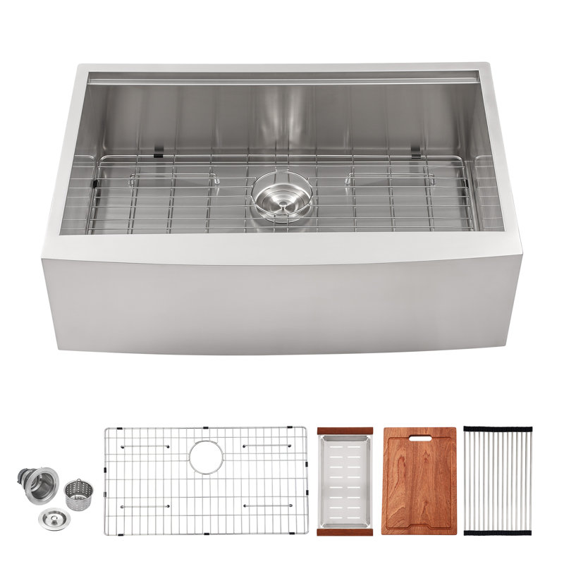Évier de cuisine Farmhouse / Tablier, 10" H x 36" W x 22" D, Nickel brossé