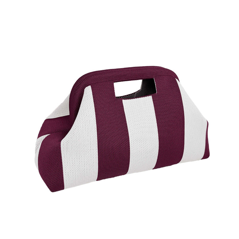 Sac en maille tissé rayé (1 pièce), sac à main rayé en maille, sac de voyage pratique pour femme, C
