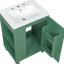 Meuble-lavabo de salle de bain rétro classique 24 po avec lavabo, planches, rangement sous l'évier, 2 tablettes, conception, structure en pin massif lisse et plomberie facile, charnières à ouverture latérale, finition-271344954