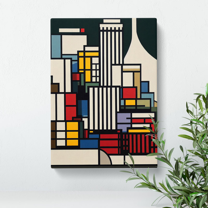 XC1022-3789X Retro City Skyline Art No.1 - Print on Canvas, 50cm H x 35cm W x 3cm D, Wrapped Canvas
