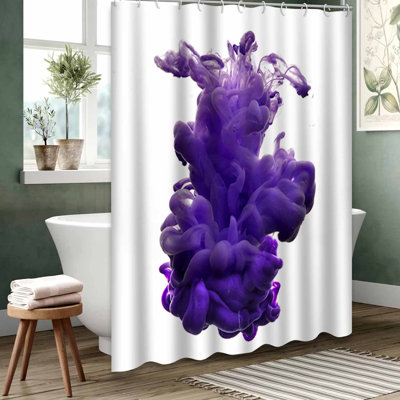 Rideau de douche imperméable mauve, rideaux de douche pour la salle de bain avec 12 crochets
