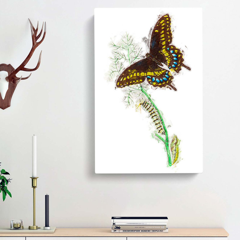 Caterpillar & Butterfly by George Shaw - Wrapped Canvas, 50cm H x 35cm W x 3cm D