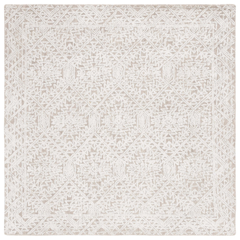 Valor Hand Tufted Wool/Viscose/Cotton Southwestern Rug in Beige, Square 6'