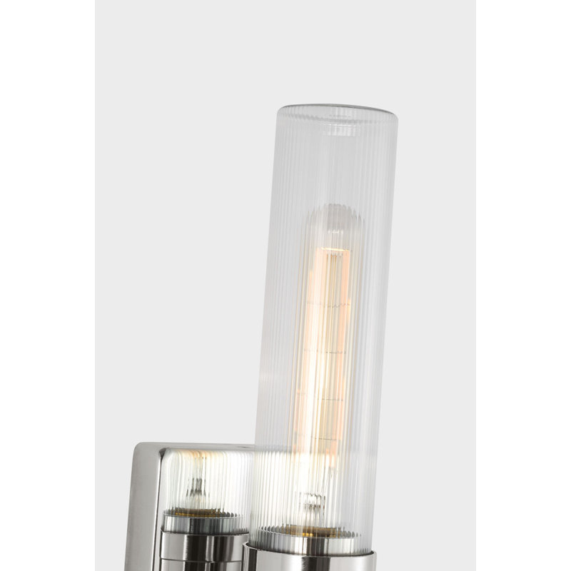 Ensemble de meuble-lavabo à deux lumières Keaton, H 20 po x l 5 po x P 3,63 po, Transparent cannelé, Chrome chrome