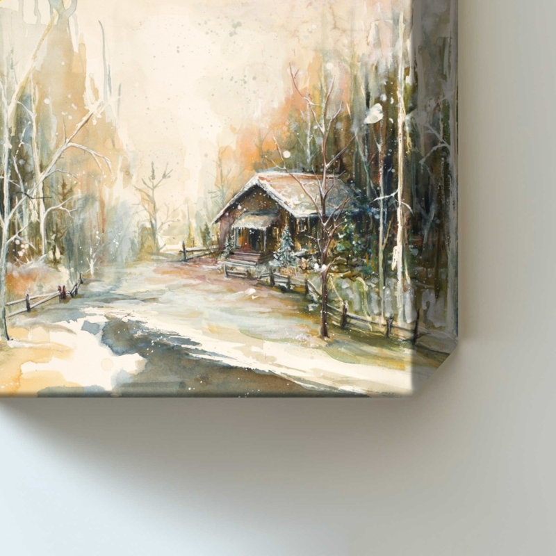 «Cabin In Snowy Woods» par Diannart - Impression sur toile