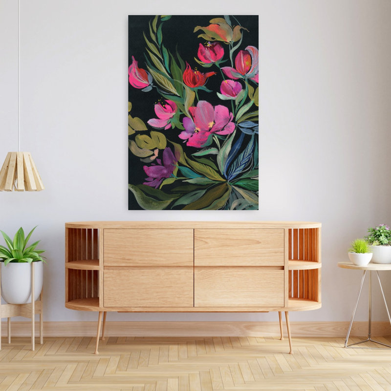 Moody Jewels, art floral contemporain, H 48 po x l 32 po