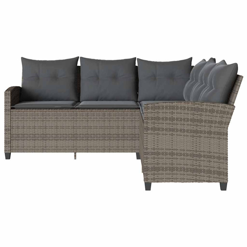 Canapé en L en rotin avec coussins en L, Gris, Anthracite, Canapé en L