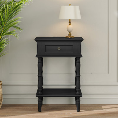 25'' Tall 1- Drawer Nightstand with Built-in Charging Outlets, Minimal Assembly Needed