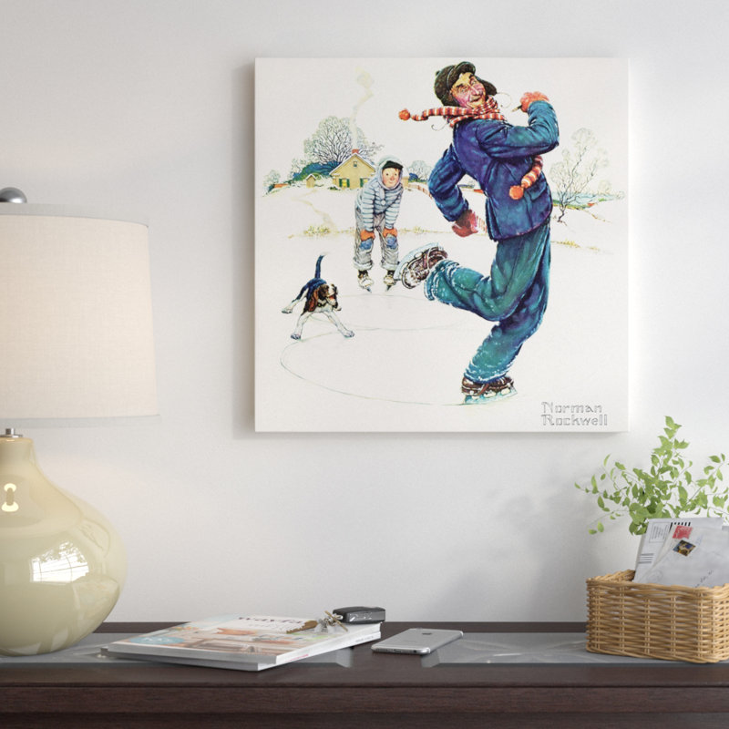 «Grandpa and Me Ice Skating» par Norman Rockwell, impression sur toile tendue, H 18 po x l 18 po x P 1,5 po