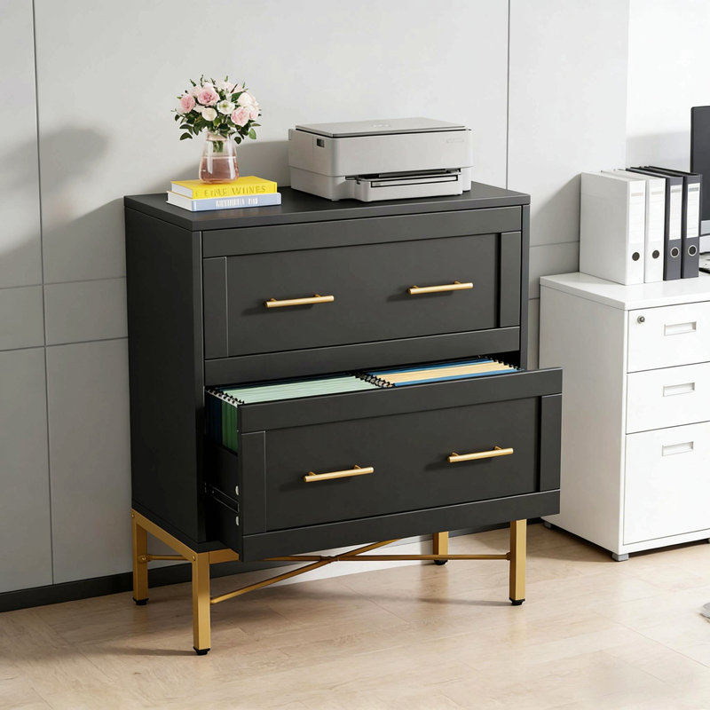 Sleek Design Cabinet,Office File Cabinet,Durable Storage Cabinet, Black