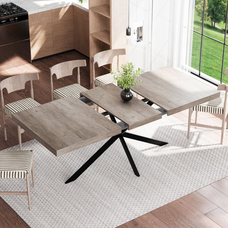 Table de salle à manger extensible de 55 à 71 po avec rangement caché et base en X
