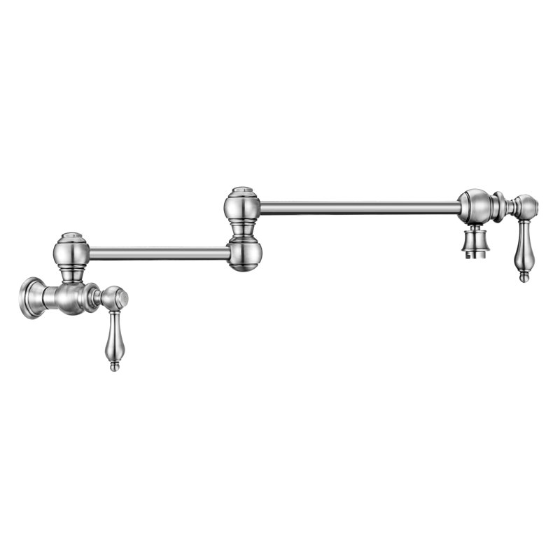 Whitehaus Collection Wall Mount Retractable Swing Spout Pot Filler, Polished Chrome, Cross
