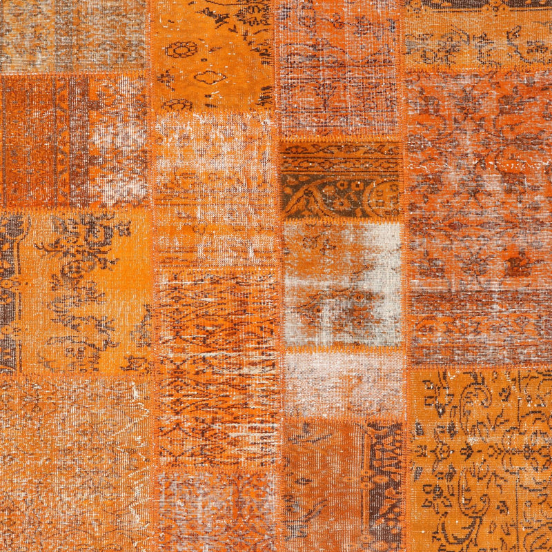 Tapis contemporain orange, Carré 7 pi