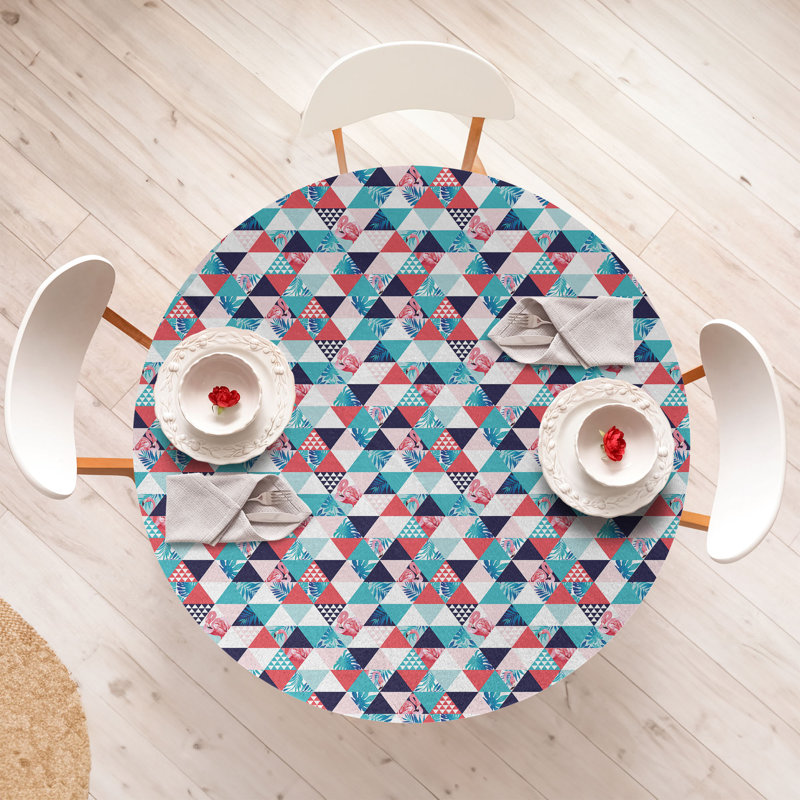 Wrought Studio™ Flamingo Fitted Round Tablecloth Diameter Multicolor, 51.97" Round