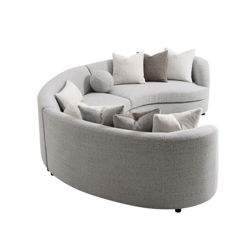 Ivria Gray Boucle Sectional Sofa W/9 Pillows