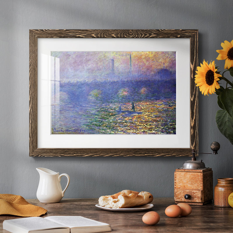 Waterloo Waterloo par Monet, reproduction d'art encadrée, Cadre noyer