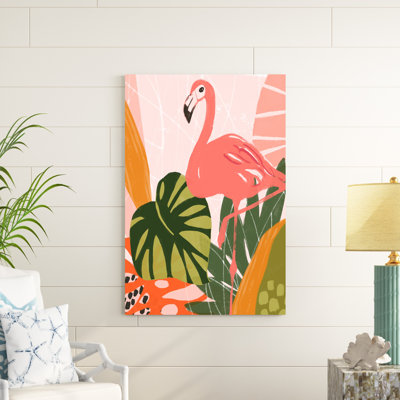 «Jungle Flamingo I», peinture sur toile