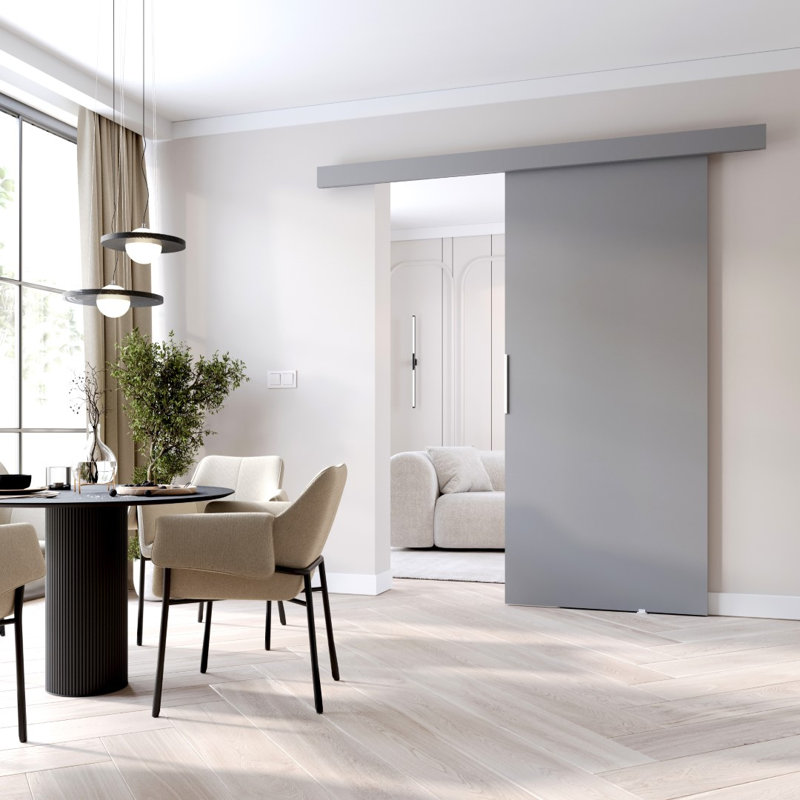 Lennen Sliding Door Prefinished, 205cm H x 106cm W x 1.6cm D, Grey