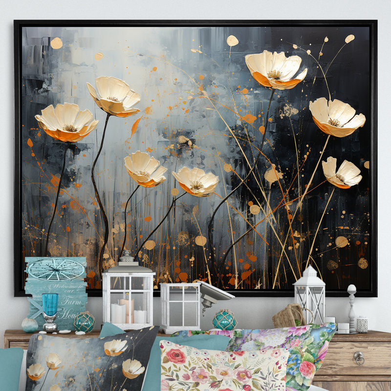 Gilded Garden Blooming Meadows I, H 34 po x l 44 po x P 1,5 po, Cadre flottant noir