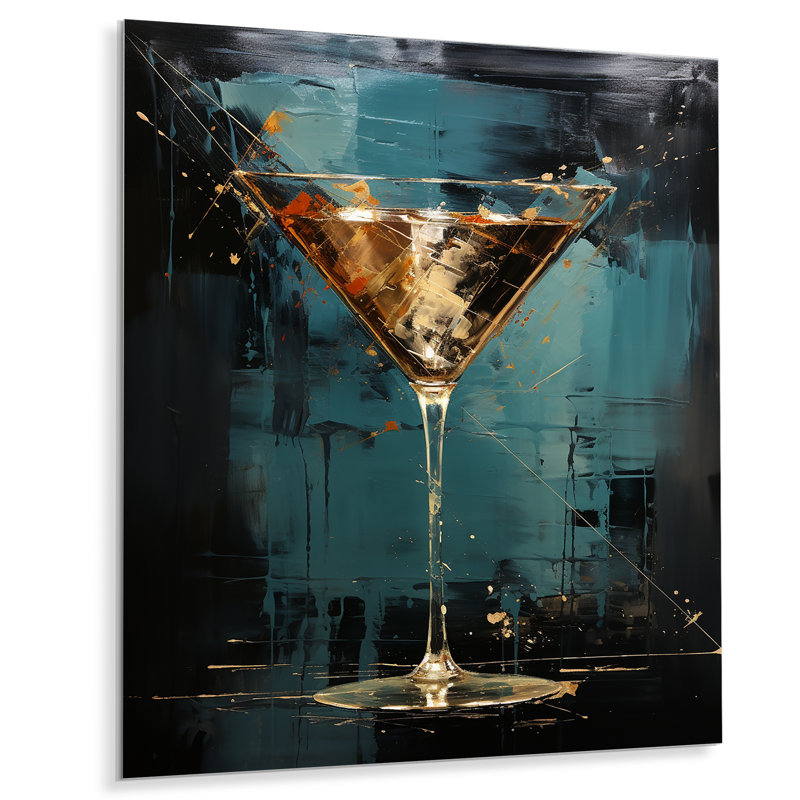 Twilight Turquoise Serenade Cocktail - Art mural en métal cocktails, H 20 po x l 12 po x P 1 po