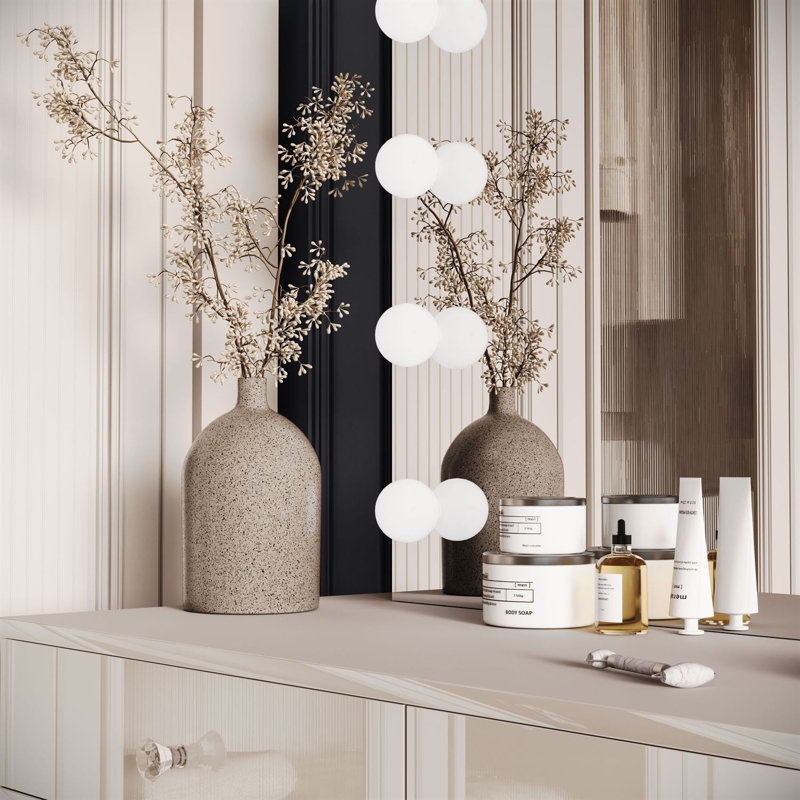 Dressing Table with Mirror, Cashmire/ Cashmire Gloss/ Cristal/ Silver Chrome