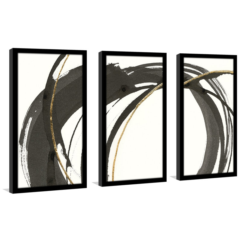 Gilded Enso I - ensemble de 3 reproductions de photos encadrées, H 33,5 po x l 52,5 po x P 1 po