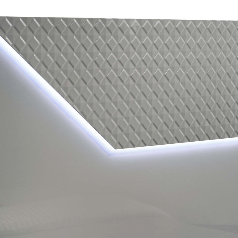 High Gloss Panel Bed LED Headboard, Gray