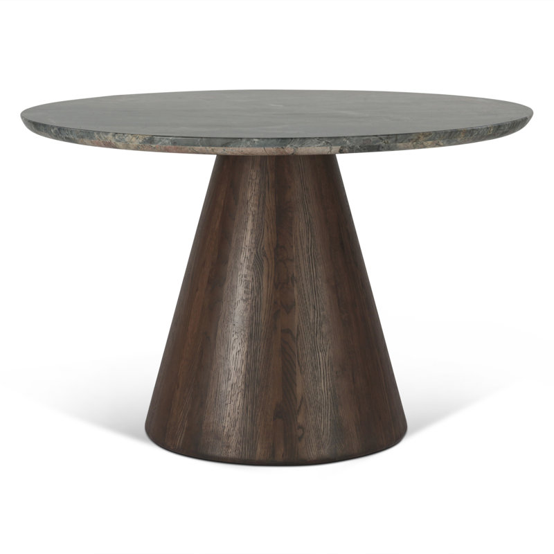 Erkko 48" Round Dining With Lava Marble And Dark Oak Base