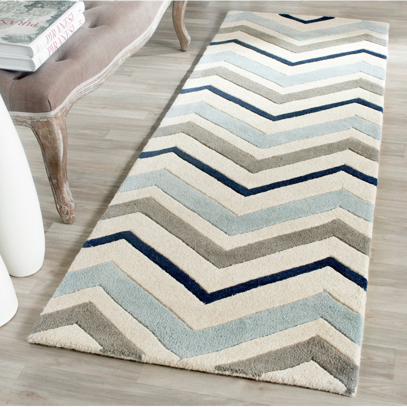 Walk Chevron Wool Hand Woven Area Rug, Runner 69 x 213 cm