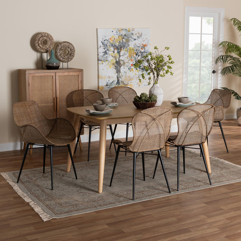 Yamileth 6 - Person Rattan Dining Set