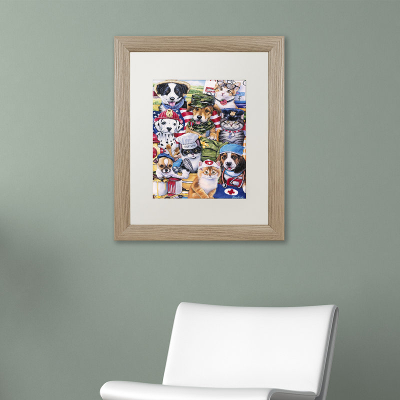 « working pattes », impression encadrée sur toile, H 20 po x l 16 po x P 0,5 po, Toile avec cadre argenté