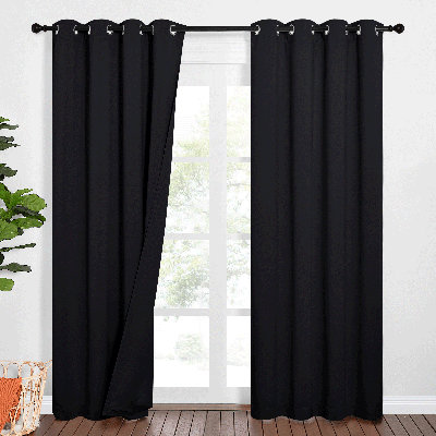 100% Full Blackout Curtains 3 Layers Soundproof Grommet Thermal Insulated Drapes for Bedroom, 2 Panels