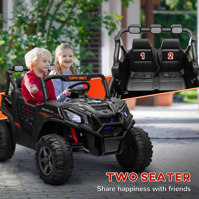 AIYAPLAY Kids Electric Ride on Car 2-Seater with Remote Control 24V, Black