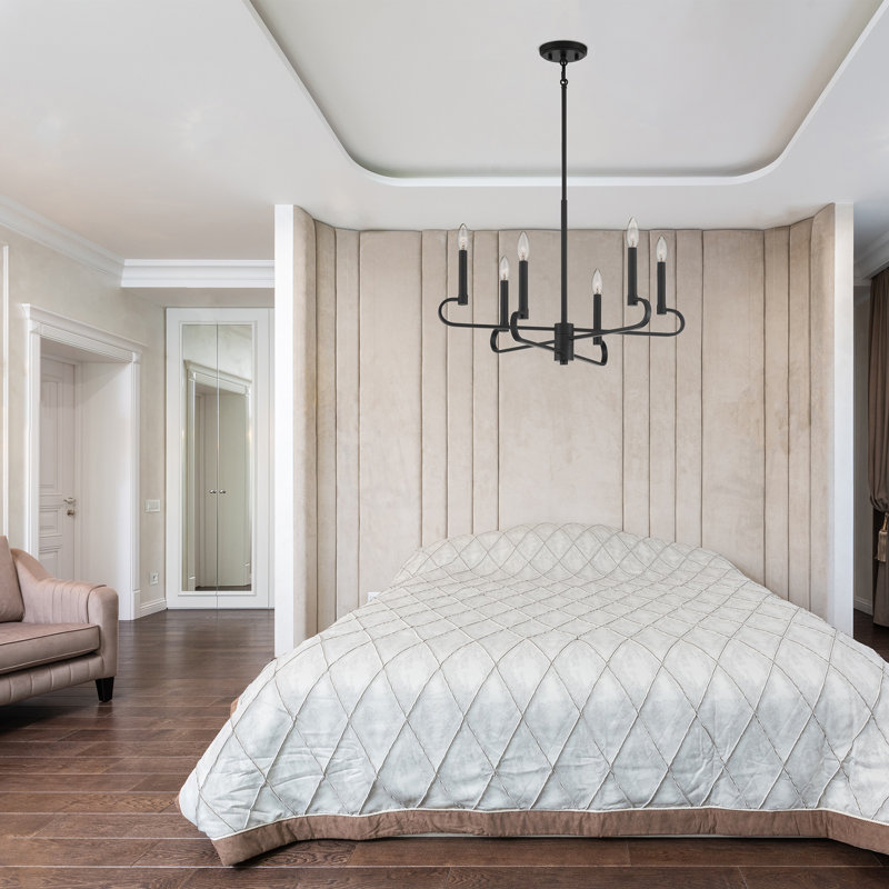 Maegann 6 - Light Dimmable Classic / Traditional Chandelier, Matte Black