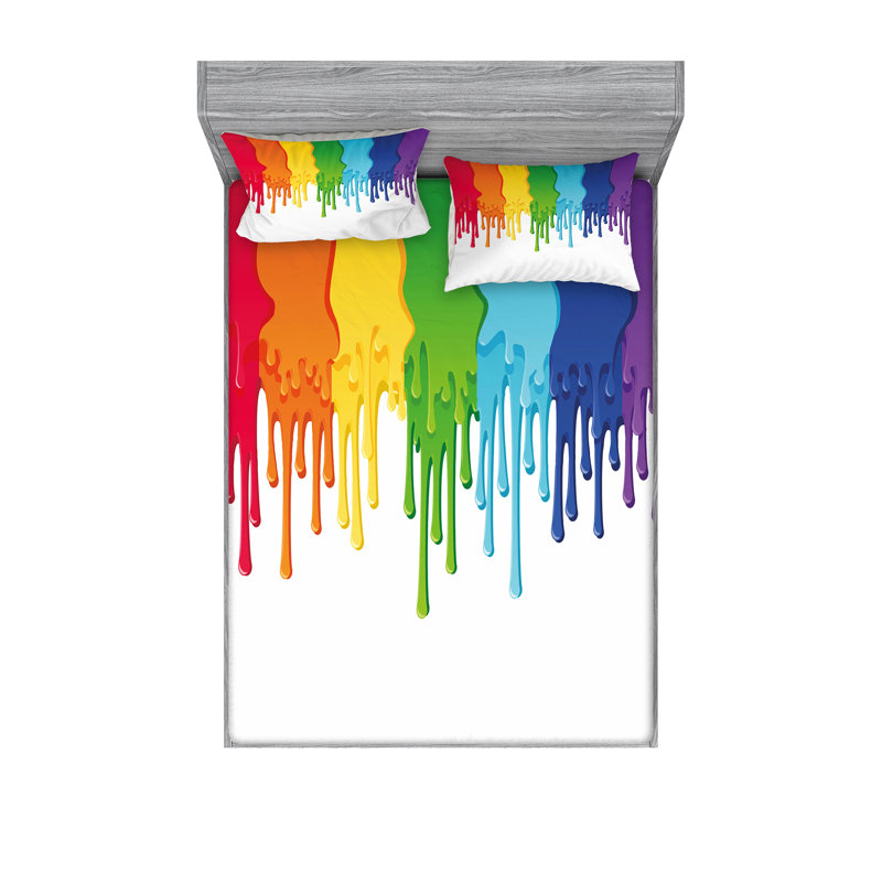 Microfiber Abstract Sheet Set, Queen Sheet Set with Fitted Sheet