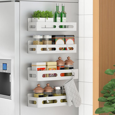 Support Aimanté Réfrigérateur Golden Bell Étagère Magnétique Frigo 3 Pièces - Porte-Épices Sans Perçage, Rangement Cuisine Noir Porte Epice