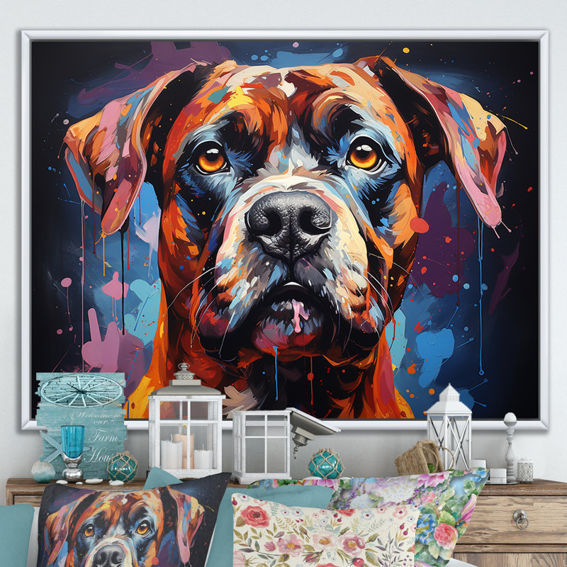Boxer Boldness III sur toile, H 30 po x l 40 po x P 1,5 po, Cadre flottant blanc
