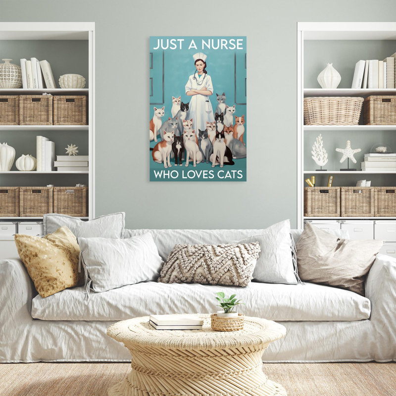 Bahoque «Just A Nurse Who Loves Cats On», impression sur toile, H 14 po x l 11 po x P 1,25 po
