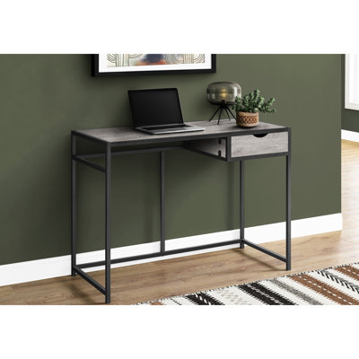 Home Office Furniture Computer Work Desk, 42"l With Grey Laminate & Storage, Black Metal, Contemporary Laptop Desk For Workspace, Board Storage Functi